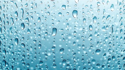   Blue sky with drops of water on window in background
