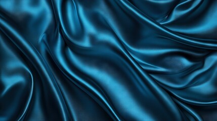 Obraz premium A detailed image of a dark blue fabric featuring an intricate, wavy pleated pattern