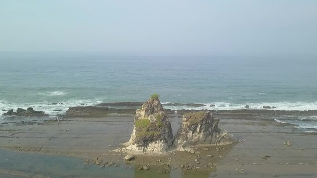 aerial footage tanjung lesung beach banten province Indonesia