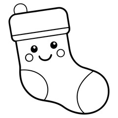 Cute Christmas Stocking Smiley Face vector