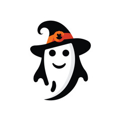 Halloween ghost flat design isolated on white background