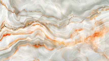 Elegant marble texture background featuring swirls of white, gray, and subtle orange tones
