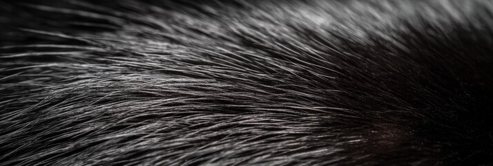 Fototapeta premium Abstract Close-up of Soft and Shiny Black Fur Texture, Ideal Background for Design Projects