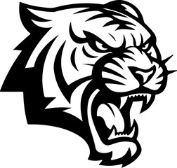 tiger head illustration isolated on white background. Images for logo, label, emblem. Vector illustration.