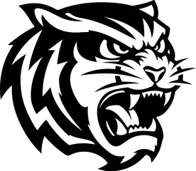 tiger head illustration isolated on white background. Images for logo, label, emblem. Vector illustration.