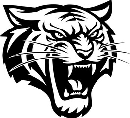 tiger head illustration isolated on white background. Images for logo, label, emblem. Vector illustration.