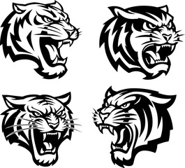 tiger head illustration isolated on white background. Images for logo, label, emblem. Vector illustration.