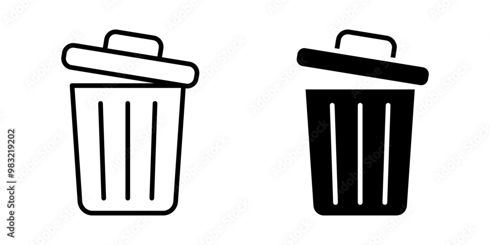 Poster trash can icon set. bin sign. for mobile concept and web design. vector illustration on white backgr