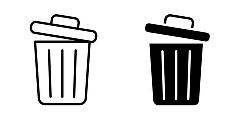 Trash Can icon set. bin sign. for mobile concept and web design. vector illustration on white background