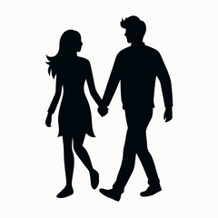 Flat design couple holding hands silhouette 