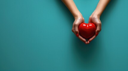Fototapeta premium Hands Gently Holding a Heart A Beautiful Symbol of Love, Care, and Togetherness