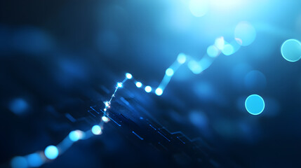 Obraz premium Financial Success: Rising Graph on Blue Background with Sparkling Lights Signifying Investment Growth