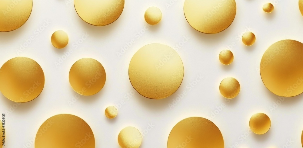 Poster golden droplets form an elegant pattern on a smooth, light background
