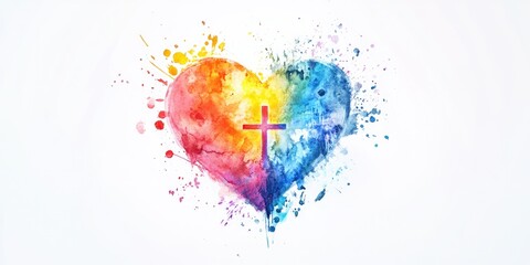 Fototapeta premium Colorful Rainbow Heart Graphic
