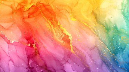 Fototapeta premium Vibrant marble ink art with colorful swirls and shimmering accents in abstract design