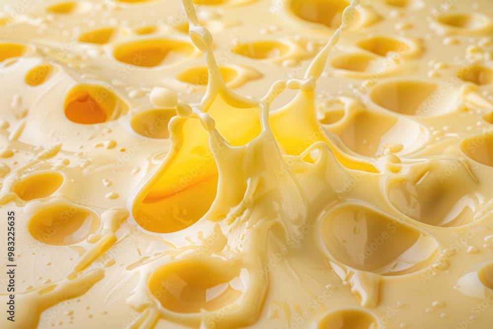 Poster A close-up shot of a yellow liquid substance with a smooth and consistent texture