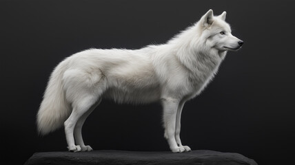 Obraz premium Majestic White Dog on Rock