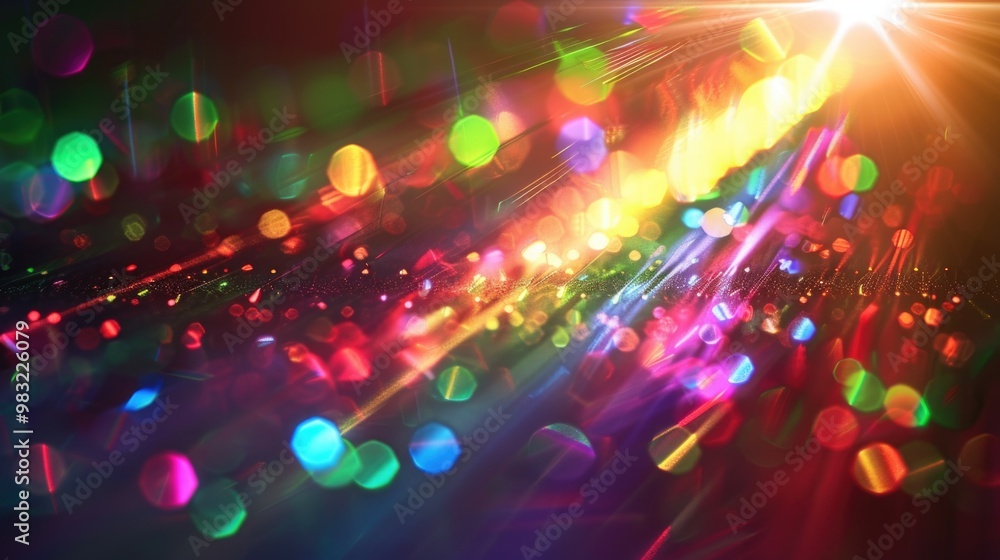 Poster a single bright light shines brightly on a dark black background, great for use in presentations or 