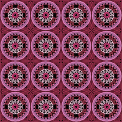 Pattern with crochet granny square with flowers wallpaper handmade decorative art design print