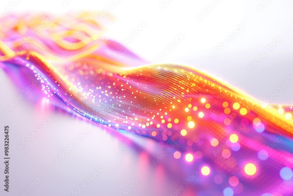 Poster A close-up shot of a vibrant object with glowing lights, suitable for use in illustrations or designs requiring a pop of color