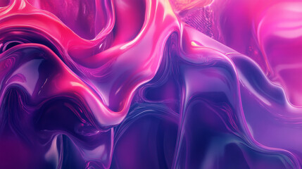 Obraz premium A mix of dynamic gradient waves in vibrant pink and violet, swirling against geometric shapes, creating fluid movement and energy.