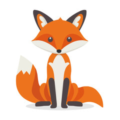 Obraz premium Cute fox icon flat on white isolated background, vector design.