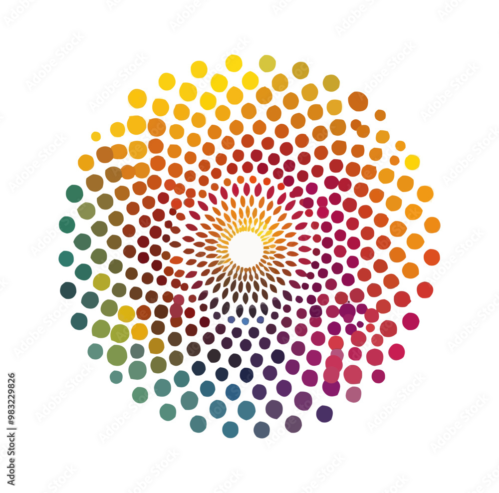 Poster abstract circular pattern icon flat on white isolated background, vector design.
