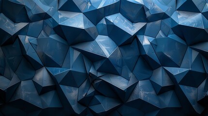 Fototapeta premium A dark blue abstract background featuring geometric triangles
