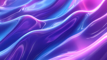Fototapeta premium Dynamic liquid gradient waves in neon purple and cyan, seamlessly blending with geometric forms for a futuristic abstract composition.