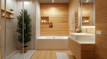 "A compact 1-square-meter bathroom designed in Nordic style, featuring clean lines, minimalistic fixtures, and a functional layout that emphasizes simplicity and elegance."