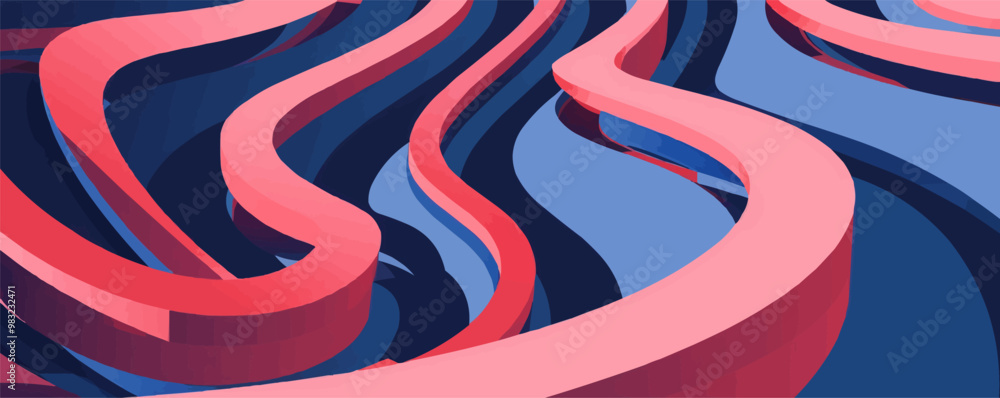 Aufkleber converging planes creating an infinite pathway, impossible shapes optical illusion set, vector flat 