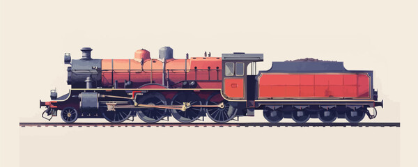 Nostalgic model train with locomotive Vector flat minimalistic isolated illustration