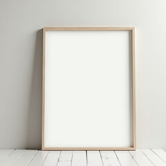 Obraz premium ectangular picture frame on white wall with blank paper in it. You can place your image in this frame. Interior photo. Painting, poster, photograph. Decorate your apartment in a modern style