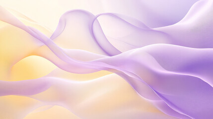 Obraz premium Soft liquid gradient waves in pale yellow and lavender, curving fluidly through geometric elements to create a modern abstract design.