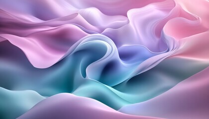Obraz premium Pastel Dreamscape, a 3D abstract background of intertwining waves in pink, green, and lavender.