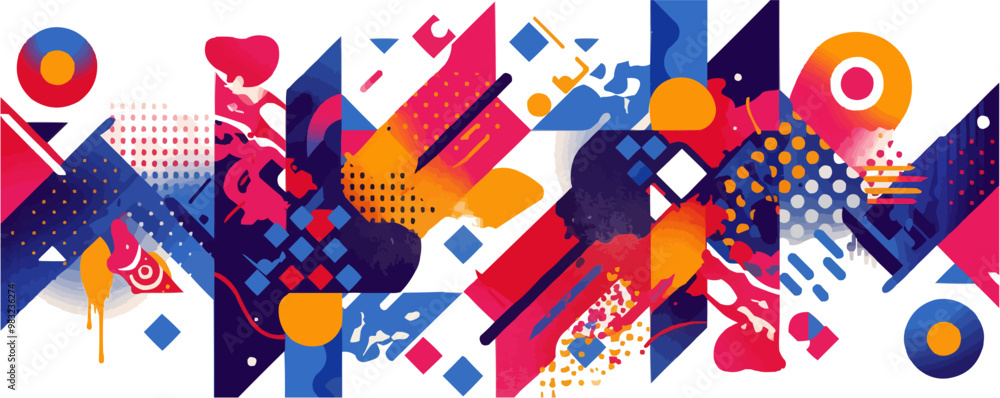 Poster design an abstract geometric embroidery design, with intersecting lines and shapes, symbolizing mode