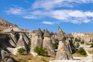 Fairy chimneys rock formations near Goreme, Cappadocia, Turkey