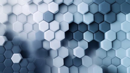 Abstract hexagon mesh in soft blue and white, symbolizing global networking connections, overlaid on a smooth gradient from dark navy to light gray.