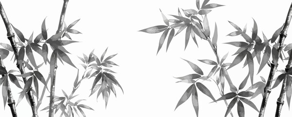 Bamboo | Minimalist and Simple Line White background - Vector illustration