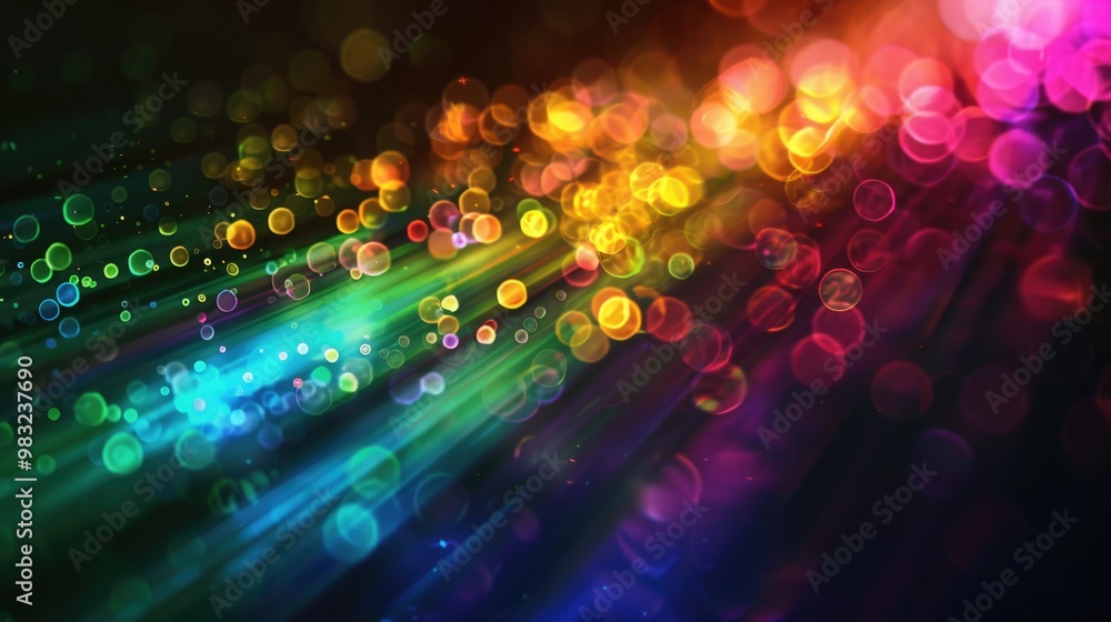 Poster a colorful rainbow shines bright on a dark background, ideal for use in presentations or designs whe