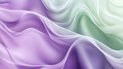 Obraz premium Soft gradient of lavender transitioning into pale green, with flowing wavy lines adding a sense of movement and harmony to the abstract design.