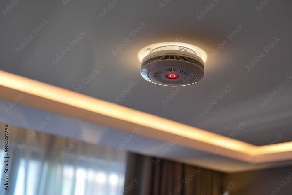 Poster a close-up view of a light on a ceiling, suitable for architectural or interior design projects
