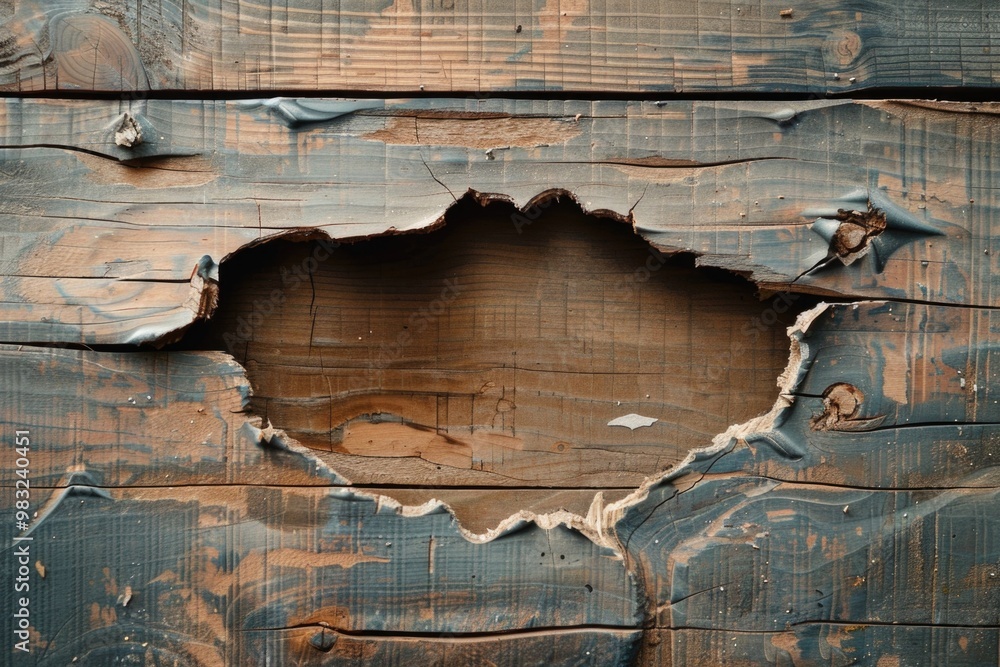 Poster a wooden piece with a hole in it, suitable for various applications