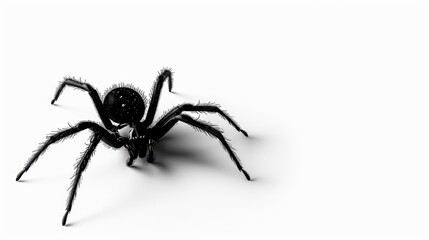 Fototapeta premium A close-up image of a black spider in monochrome