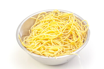 pasta in bowl isolated on white background