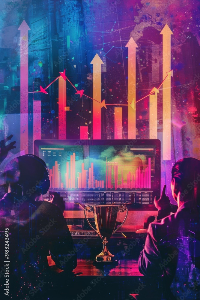 Poster two individuals sitting at a desk working on a laptop and taking notes