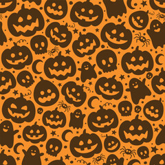 Cute Halloween seamless pattern with pumpkins. Background design. Vector illustration