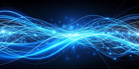 A Dynamic Exploration of Abstract Glowing Blue Lines Illuminating the Depths of Digital Art and Futuristic Aesthetics