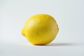 A single lemon sits on a clean white surface