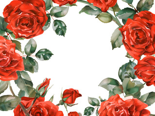 Fototapeta premium Elegant watercolor roses frame for a heartfelt Valentine's Day card decoration